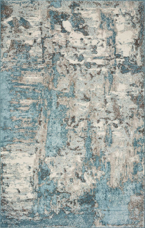 HomeRoots 7' Ivory and Teal Abstract Area Rug - Modern Elegance for Stylish Living Spaces, Kid & Pet Friendly 7' X 9' 375596