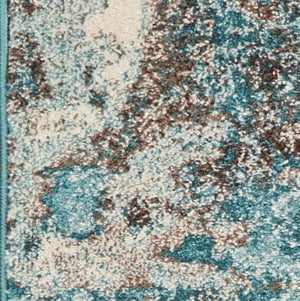 HomeRoots 7' Ivory and Teal Abstract Area Rug - Modern Elegance for Stylish Living Spaces, Kid & Pet Friendly 7' X 9' 375596