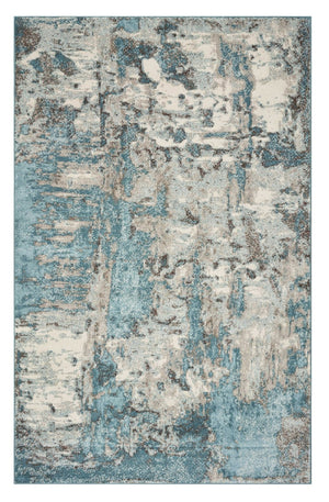 HomeRoots 7' Ivory and Teal Abstract Area Rug - Modern Elegance for Stylish Living Spaces, Kid & Pet Friendly 7' X 9' 375596