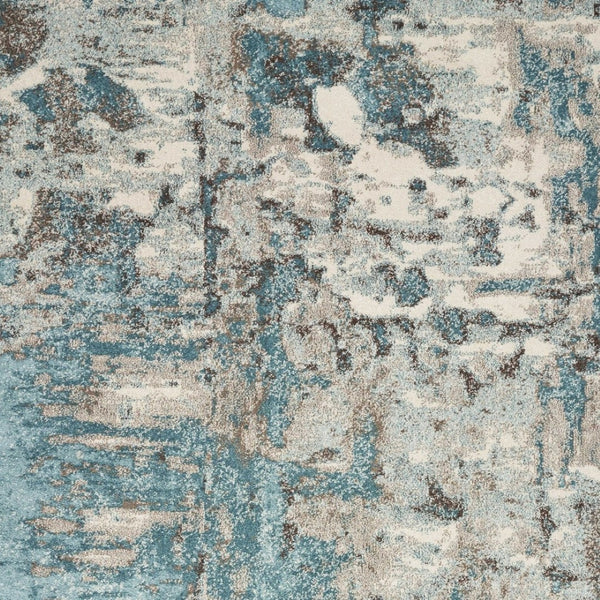 HomeRoots 7' Ivory and Teal Abstract Area Rug - Modern Elegance for Stylish Living Spaces, Kid & Pet Friendly 7' X 9' 375596