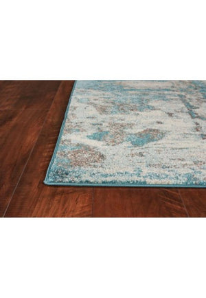 HomeRoots 8' Abstract Watercolor Indoor Area Rug - Soft Ivory and Teal Design for Modern Living Spaces 8' X 10' 375597
