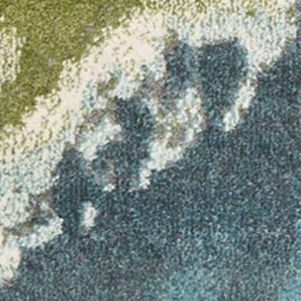 HomeRoots 5' Modern Abstract Area Rug in Teal, Gray, and Green - Durable & Stylish for High-Traffic Spaces 5' X 7' 375599