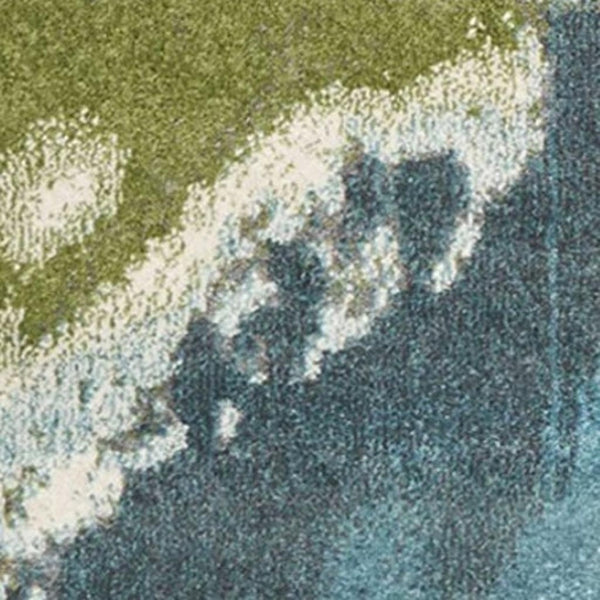 HomeRoots 5' Modern Abstract Area Rug in Teal, Gray, and Green - Durable & Stylish for High-Traffic Spaces 5' X 7' 375599