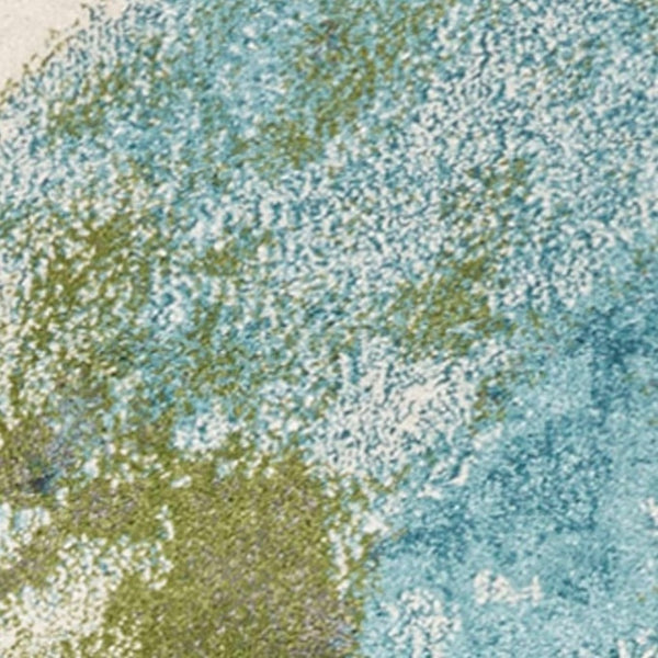 HomeRoots 5' Modern Abstract Area Rug in Teal, Gray, and Green - Durable & Stylish for High-Traffic Spaces 5' X 7' 375599