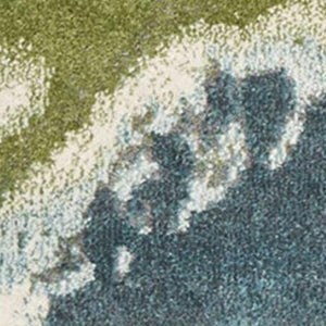 HomeRoots 5' Modern Abstract Area Rug in Teal, Gray, and Green - Durable & Stylish for High-Traffic Spaces 5' X 7' 375599