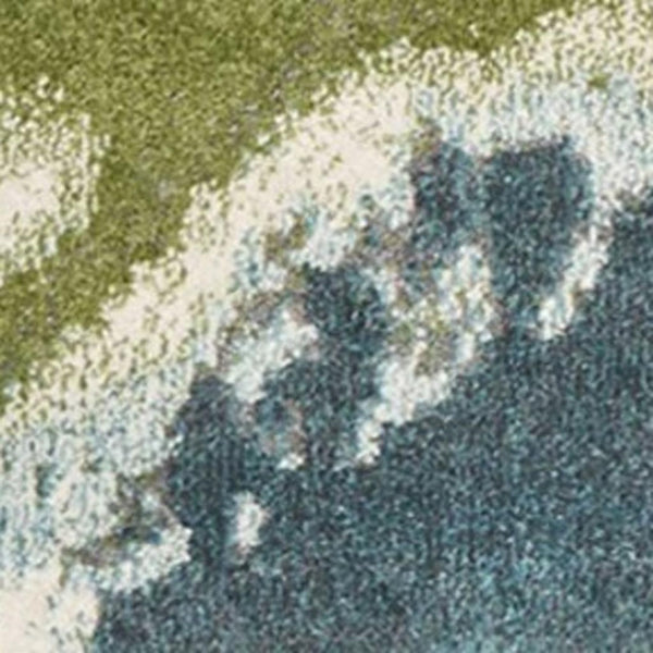 HomeRoots 5' Modern Abstract Area Rug in Teal, Gray, and Green - Durable & Stylish for High-Traffic Spaces 5' X 7' 375599