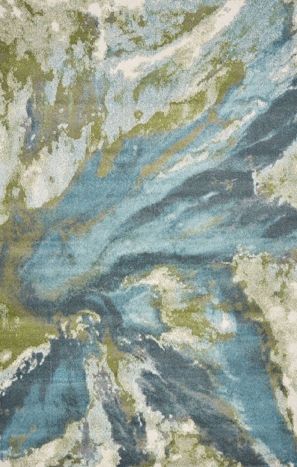 HomeRoots 5' Modern Abstract Area Rug in Teal, Gray, and Green - Durable & Stylish for High-Traffic Spaces 7' X 10' 375600