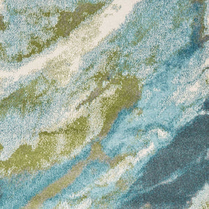 HomeRoots 5' Modern Abstract Area Rug in Teal, Gray, and Green - Durable & Stylish for High-Traffic Spaces 7' X 10' 375600