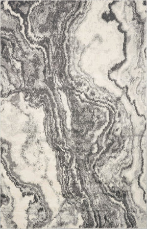 HomeRoots 5' Gray and Ivory Abstract Area Rug - Modern Design for Style, Comfort, and Noise Reduction in Any Room 5' X 8' 375603