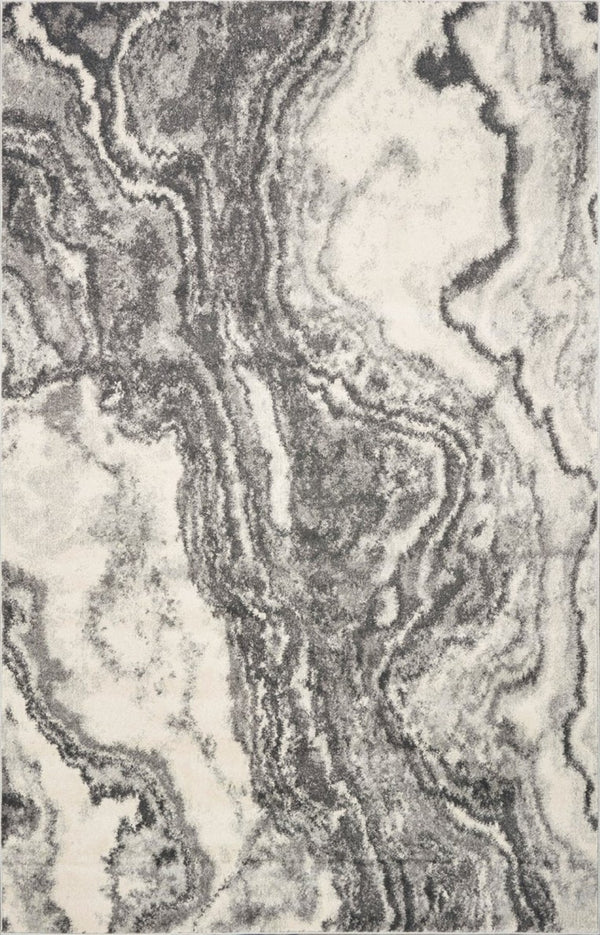 HomeRoots 5' Gray and Ivory Abstract Area Rug - Modern Design for Style, Comfort, and Noise Reduction in Any Room 5' X 8' 375603