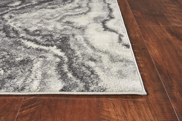 HomeRoots 5' Gray and Ivory Abstract Area Rug - Modern Design for Style, Comfort, and Noise Reduction in Any Room 5' X 8' 375603