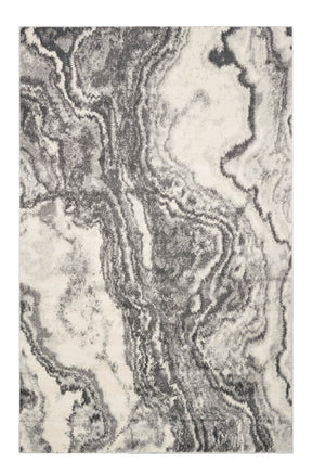 HomeRoots 5' Gray and Ivory Abstract Area Rug - Modern Design for Style, Comfort, and Noise Reduction in Any Room 5' X 8' 375603