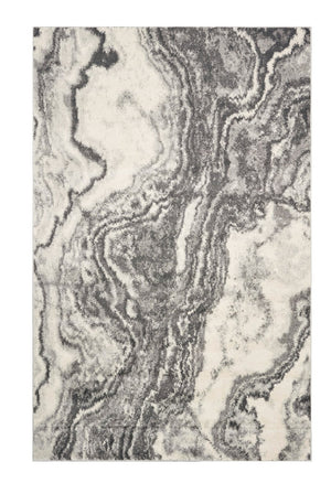 HomeRoots 5' Gray and Ivory Abstract Area Rug - Modern Design for Style, Comfort, and Noise Reduction in Any Room 5' X 8' 375603