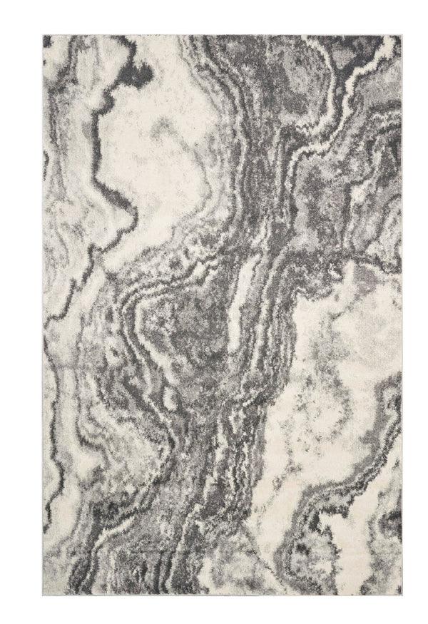 HomeRoots 5' Gray and Ivory Abstract Area Rug - Modern Design for Style, Comfort, and Noise Reduction in Any Room 5' X 8' 375603