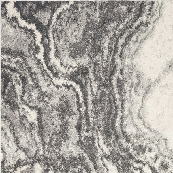 HomeRoots 7' Gray and Ivory Abstract Area Rug - Contemporary Marble Design, Durable, Stain-Resistant, Ideal for Homes 7' X 9' 375604