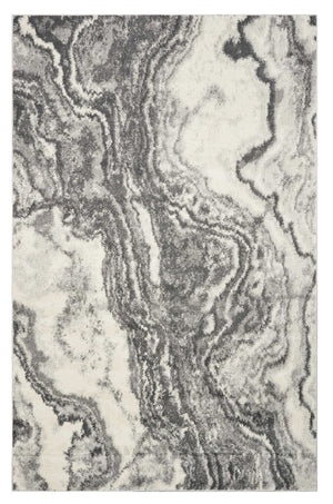 HomeRoots 7' Gray and Ivory Abstract Area Rug - Contemporary Marble Design, Durable, Stain-Resistant, Ideal for Homes 7' X 9' 375604