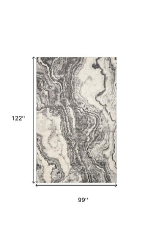 HomeRoots 8' Gray and Ivory Abstract Area Rug - Modern Design, Soft Pile, Durable for High-Traffic Spaces 8' X 10' 375605