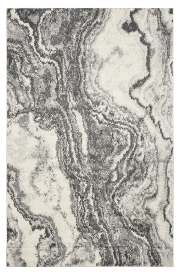 HomeRoots 8' Gray and Ivory Abstract Area Rug - Modern Design, Soft Pile, Durable for High-Traffic Spaces 8' X 10' 375605