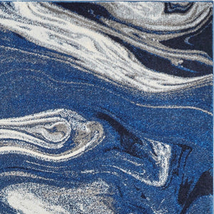 HomeRoots 5' Blue and Beige Abstract Area Rug - Modern Design, Soft & Durable for Living Spaces or Bedrooms 5' X 7' 375607