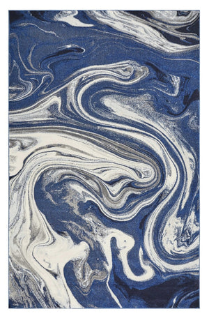 HomeRoots 7' Blue and Beige Abstract Area Rug - Modern, Stain-Resistant, Plush Comfort for Stylish Living Spaces 7' X 10' 375608