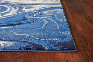 HomeRoots 8' Blue and Beige Abstract Shag Area Rug - Plush Comfort, Modern Design for Living Spaces & More 8' X 10' 375609