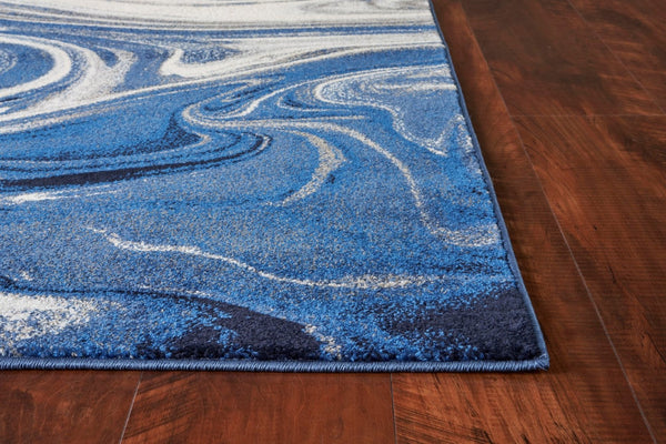 HomeRoots 8' Blue and Beige Abstract Shag Area Rug - Plush Comfort, Modern Design for Living Spaces & More 8' X 10' 375609