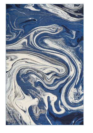 HomeRoots 8' Blue and Beige Abstract Shag Area Rug - Plush Comfort, Modern Design for Living Spaces & More 8' X 10' 375609