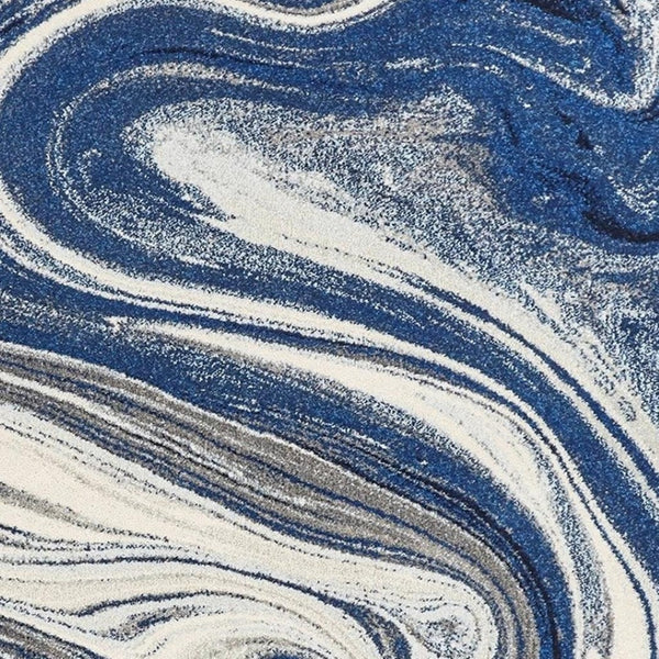 HomeRoots 8' Blue and Beige Abstract Shag Area Rug - Plush Comfort, Modern Design for Living Spaces & More 8' X 10' 375609