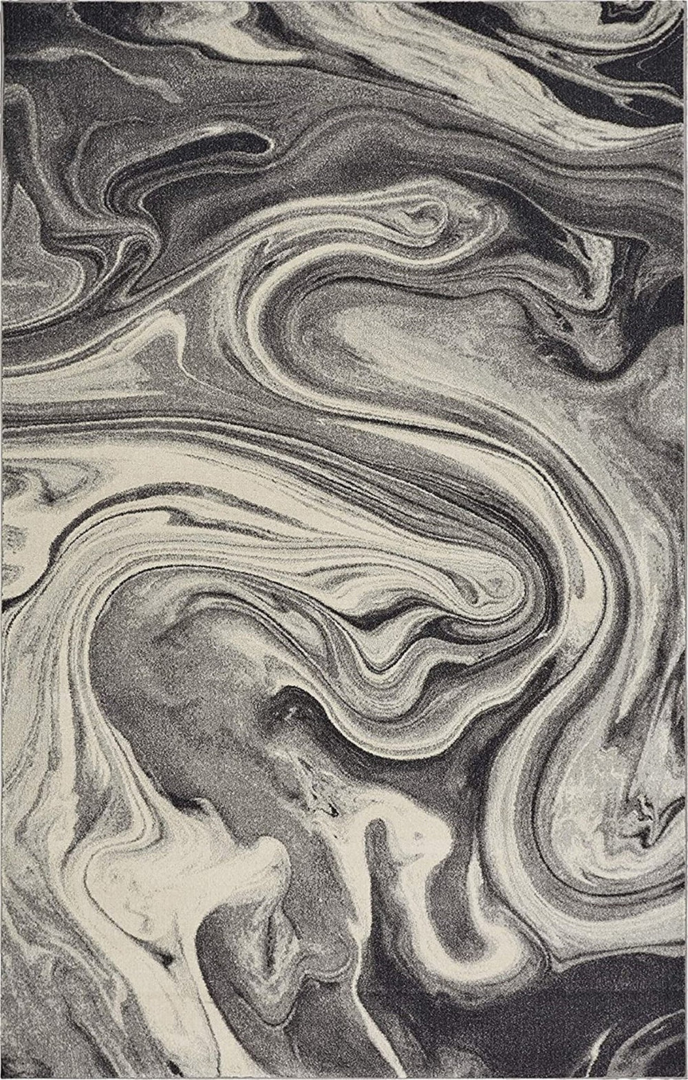 HomeRoots 5' Ivory Black and Gray Abstract Area Rug – Stylish, Durable, Stain-Resistant for Modern Homes 5' X 8' 375611