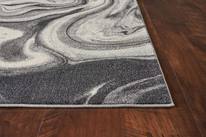 HomeRoots 5' Ivory Black and Gray Abstract Area Rug – Stylish, Durable, Stain-Resistant for Modern Homes 5' X 8' 375611