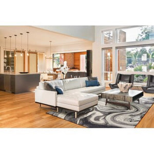 HomeRoots 5' Ivory Black and Gray Abstract Area Rug – Stylish, Durable, Stain-Resistant for Modern Homes 5' X 8' 375611