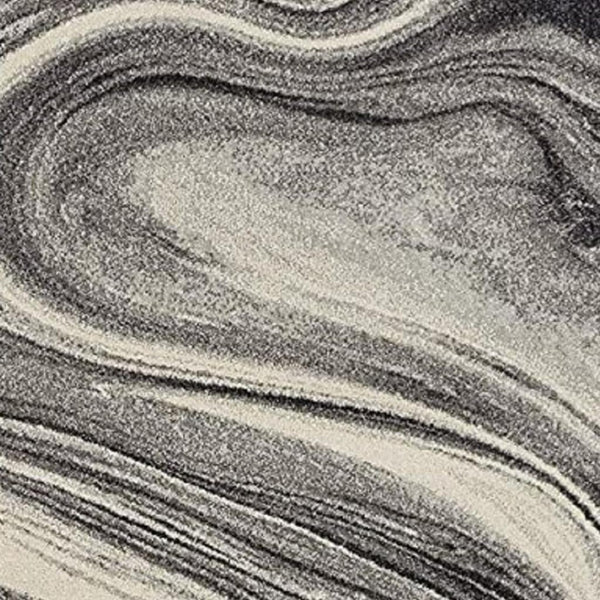 HomeRoots 5' Ivory Black and Gray Abstract Area Rug – Stylish, Durable, Stain-Resistant for Modern Homes 5' X 8' 375611