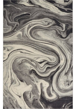 HomeRoots 8' Modern Abstract Shag Area Rug in Ivory, Black & Gray - Plush Comfort for Stylish Living Spaces 8' X 10' 375613