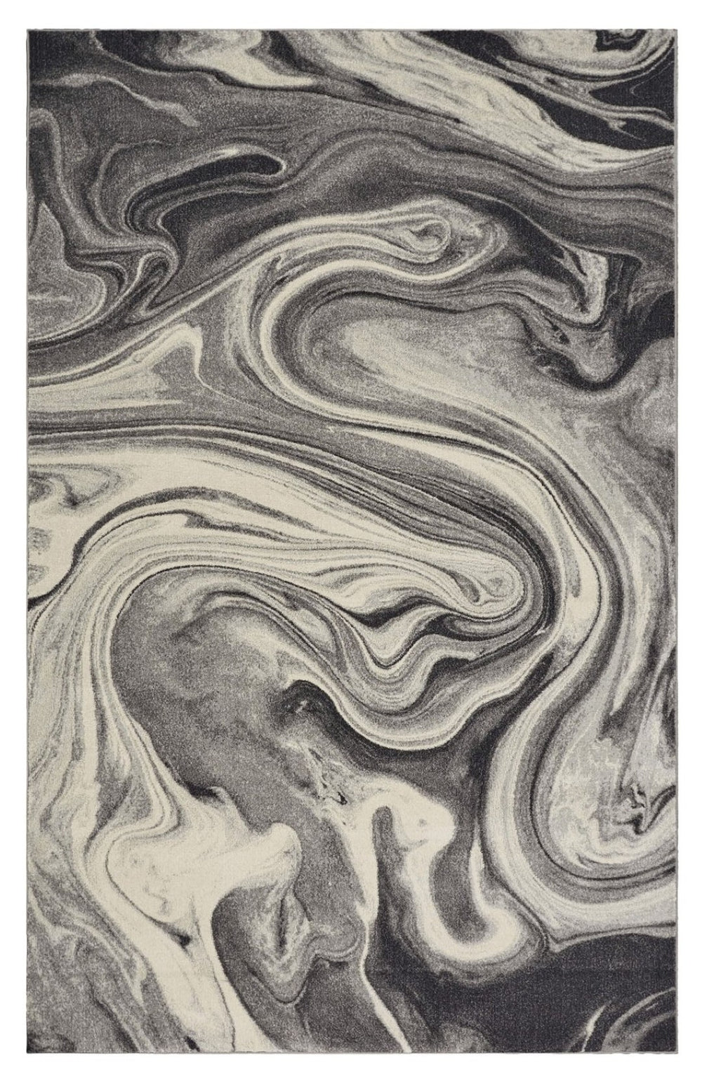 HomeRoots 8' Modern Abstract Shag Area Rug in Ivory, Black & Gray - Plush Comfort for Stylish Living Spaces 8' X 10' 375613
