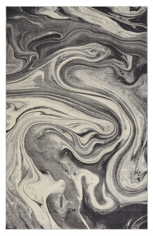 HomeRoots 8' Modern Abstract Shag Area Rug in Ivory, Black & Gray - Plush Comfort for Stylish Living Spaces 8' X 10' 375613