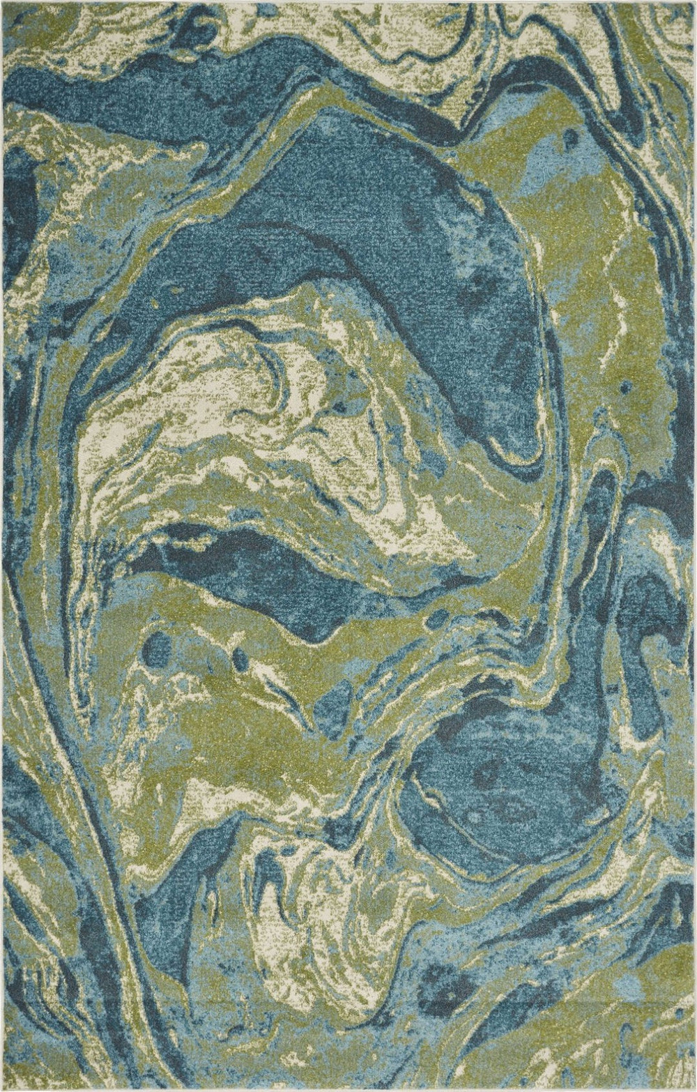 HomeRoots 7' Teal Blue Marble Indoor Area Rug - Vibrant Abstract Design for Modern Living Spaces & Easy Care 7' X 10' 375616