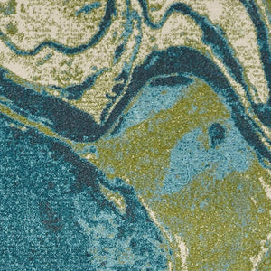 HomeRoots 7' Teal Blue Marble Indoor Area Rug - Vibrant Abstract Design for Modern Living Spaces & Easy Care 7' X 10' 375616