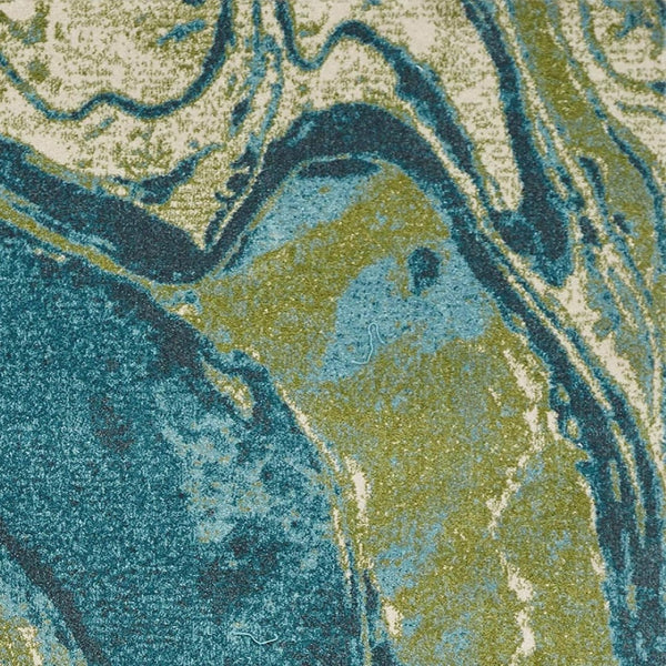 HomeRoots 7' Teal Blue Marble Indoor Area Rug - Vibrant Abstract Design for Modern Living Spaces & Easy Care 7' X 10' 375616