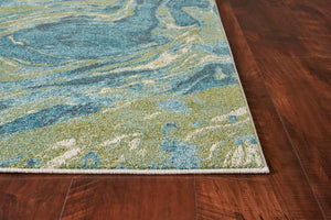 HomeRoots 8' Abstract Teal and Beige Shag Area Rug - Plush, Modern Design for Comfort and Style in Any Space 8' X 10' 375617