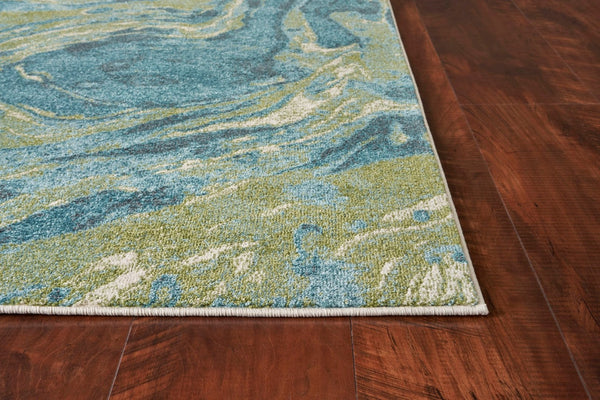 HomeRoots 8' Abstract Teal and Beige Shag Area Rug - Plush, Modern Design for Comfort and Style in Any Space 8' X 10' 375617