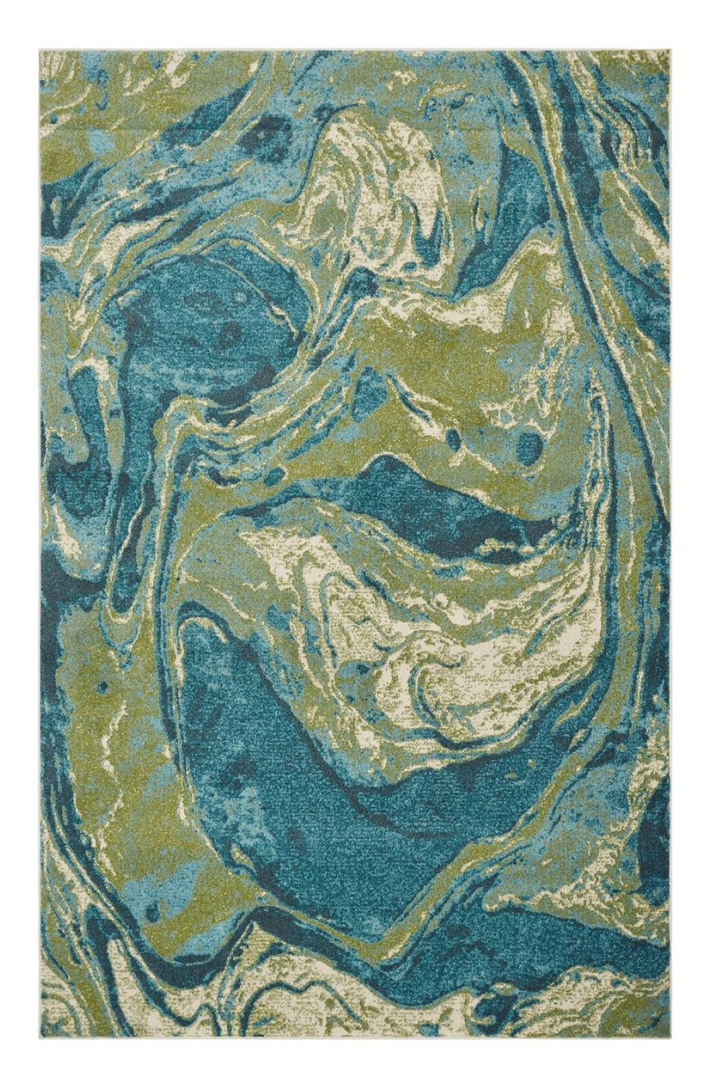 HomeRoots 8' Abstract Teal and Beige Shag Area Rug - Plush, Modern Design for Comfort and Style in Any Space 8' X 10' 375617