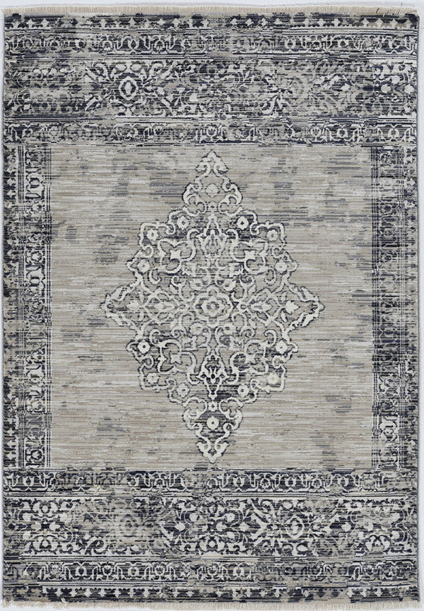 Homeroots 4' X 6' Charcoal And Gray Medallion Area Rug  Polypropylene 375619