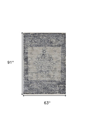 Homeroots 5' X 8' Charcoal And Gray Medallion Area Rug  Polypropylene 375620