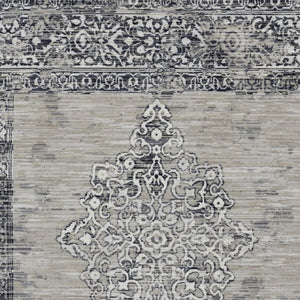 Homeroots 5' X 8' Charcoal And Gray Medallion Area Rug  Polypropylene 375620