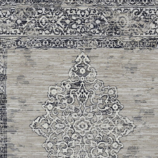 Homeroots 5' X 8' Charcoal And Gray Medallion Area Rug  Polypropylene 375620
