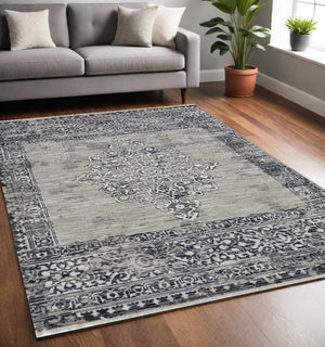 Homeroots 5' X 8' Charcoal And Gray Medallion Area Rug  Polypropylene 375620