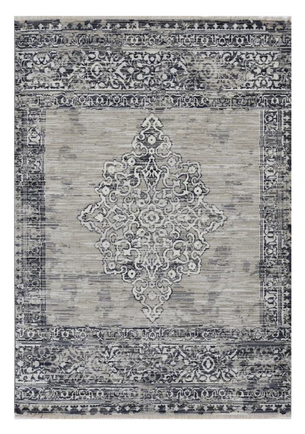 Homeroots 5' X 8' Charcoal And Gray Medallion Area Rug  Polypropylene 375620