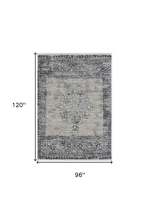 Homeroots 8' X 10' Sand And Charcoal Diamond Area Rug  Polypropylene 375622