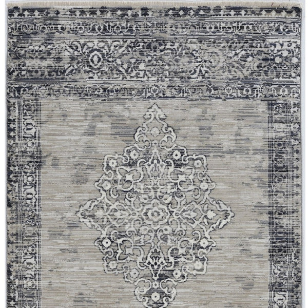 Homeroots 8' X 10' Sand And Charcoal Diamond Area Rug  Polypropylene 375622