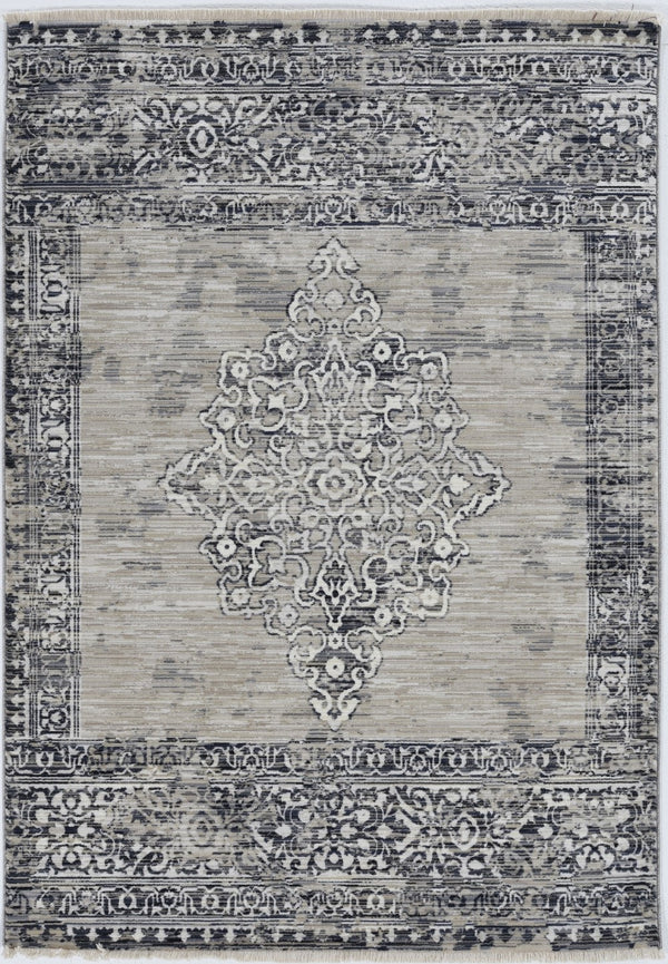 Homeroots 8' X 10' Sand And Charcoal Diamond Area Rug  Polypropylene 375622